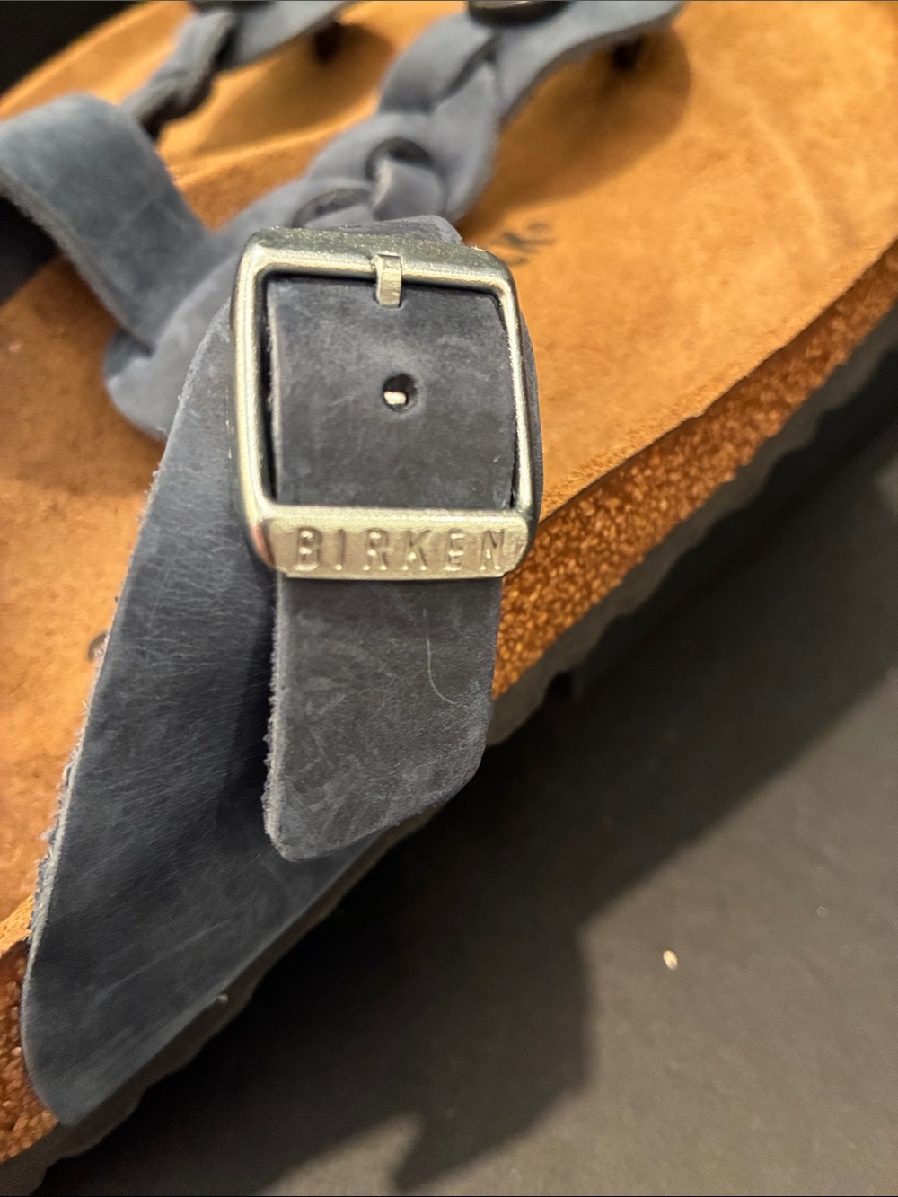 Birkenstock Women's Braided Gizeh Sandals in Navy Blue Suede Strapping. NWT - Picture 8 of 8
